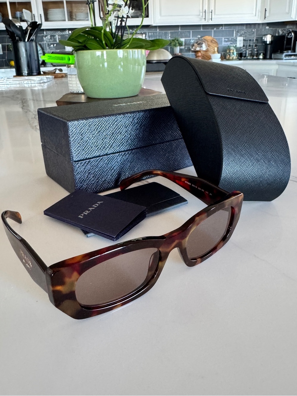 Prada Tortoiseshell Brown & Amber Women's Sunglasses